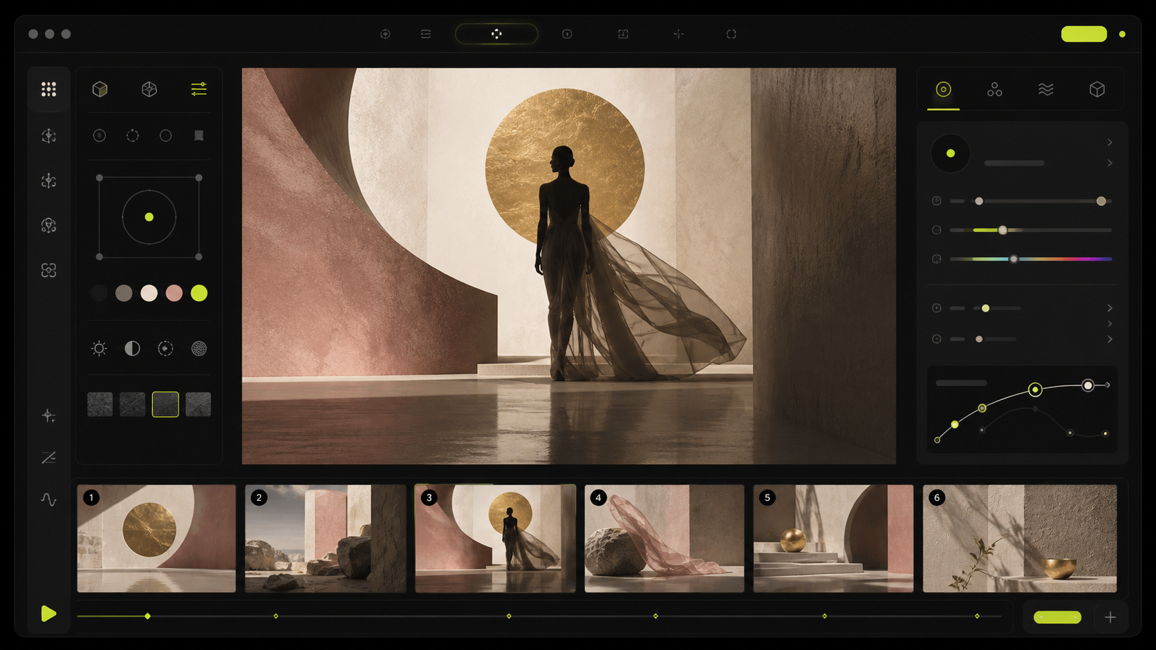 Motion dashboard with an editorial storyboard sequence